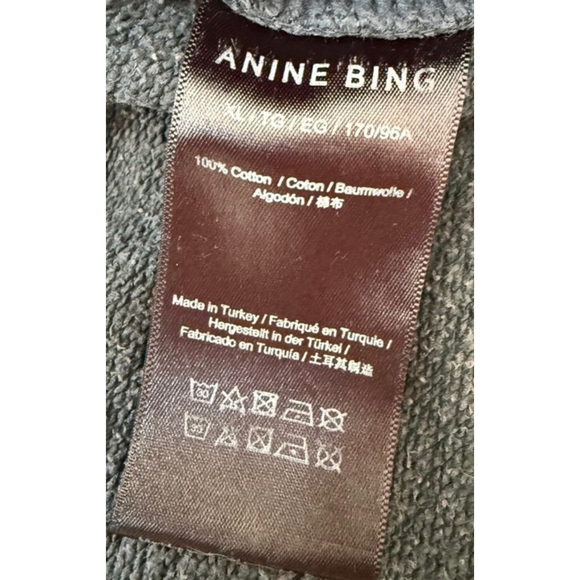 ANINE BING Tyler Varsity Oversized Sweatshirt in Washed Black, Cotton, Size XL - Picture 4 of 11